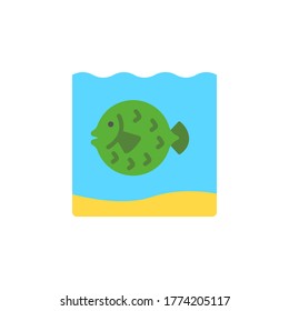 marine life elements, vector infographic icons puffer