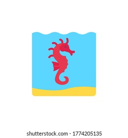 marine life elements, vector infographic icons seahorse