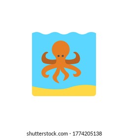 marine life elements, vector infographic icons octopus