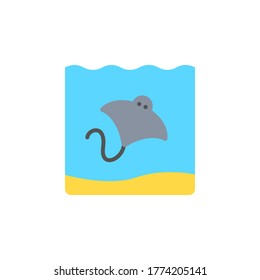 marine life elements, vector infographic icons stingray