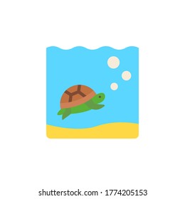 marine life elements, vector infographic icons tortoise