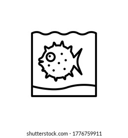 marine life elements, vector infographic icons puffer