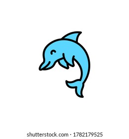 marine life elements, vector infographic icons dolphin