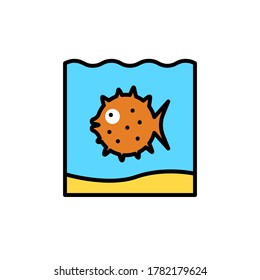 marine life elements, vector infographic icons puffer