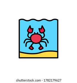 marine life elements, vector infographic icons crab
