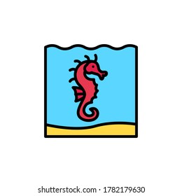 marine life elements, vector infographic icons seahorse