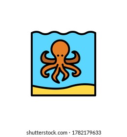 marine life elements, vector infographic icons octopus
