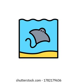 marine life elements, vector infographic icons stingray