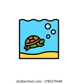 marine life elements, vector infographic icons tortoise