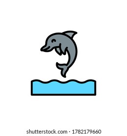 marine life elements, vector infographic icons dolphin