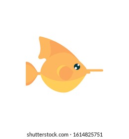 marine life, fish cartoon sea fauna animal on white background