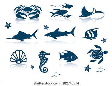 Marine life icon set