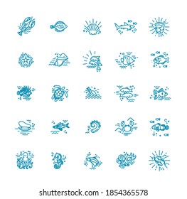 Marine life icon set. Vector icons