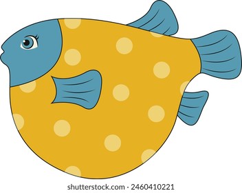 Marine Life Illustration with Cartoon Design. Underwater Life on White Background