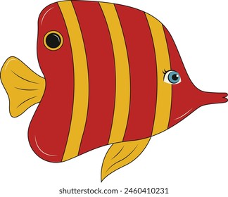 Marine Life Illustration with Cartoon Design. Underwater Life on White Background