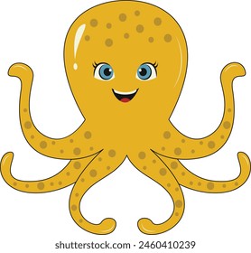 Marine Life Illustration with Cartoon Design. Underwater Life on White Background