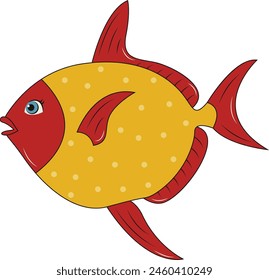 Marine Life Illustration with Cartoon Design. Underwater Life on White Background