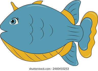 Marine Life Illustration with Cartoon Design. Underwater Life on White Background