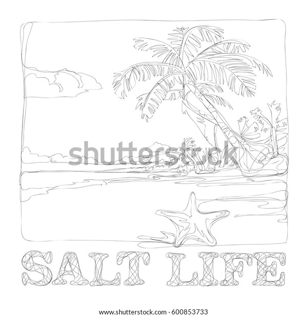 Marine Life Line Art Continuous Line Stock Vector Royalty Free 600853733