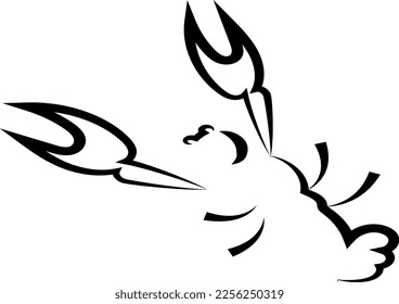 Marine life logo collection. Sketchy seafood - crayfish. Black outline. symbols, logo..