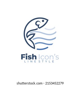 Marine Life Logo And Fish Design Vector, Fish And Sea Icon