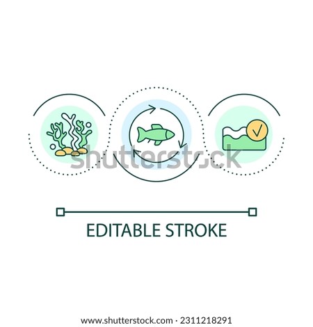 Marine life loop concept icon. Healthy ocean. Planet conservation. Wildlife protection abstract idea thin line illustration. Isolated outline drawing. Editable stroke. Arial font used