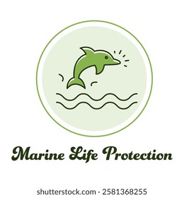 Marine Life Protection Icon, Ocean Conservation and Aquatic Ecosystem Symbol