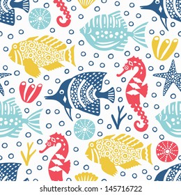 marine life seamless background 