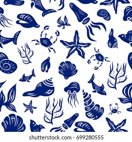 Marine Life Seamless Pattern