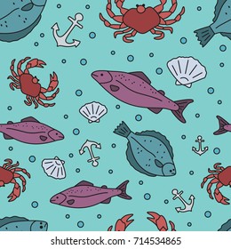 Marine life seamless pattern