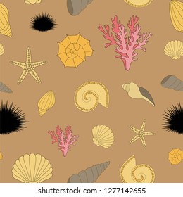 Marine life, seamless pattern, vector illustration