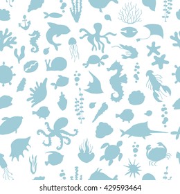Marine life, seamless pattern for your design