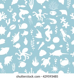 Marine life, seamless pattern for your design