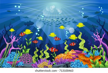 Marine life is shining and colorful. the beauty of the sea and the existing ecosystem