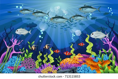 Marine life is shining and colorful. the beauty of the sea and the existing ecosystem