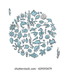 Marine life, sketch for your design