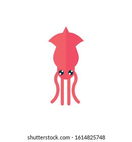 marine life, squid cartoon sea fauna animal on white background