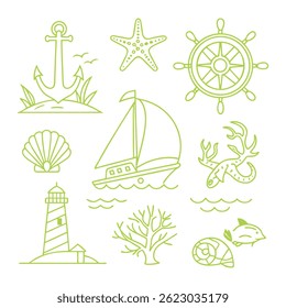 Marine Life and Symbols vector