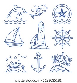 Marine Life and Symbols vector