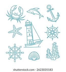 Marine Life and Symbols vector