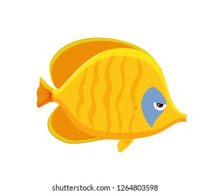 Marine life tropical colorful fish set illustration in cartoon. Aquarium draft vector design. addis butterfish logo