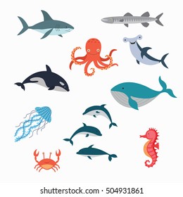 Marine Life Vector Design Illustration. set fish