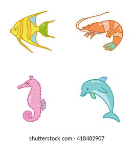 Marine life vector icons