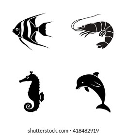 Marine life vector icons