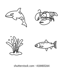 Marine life vector icons