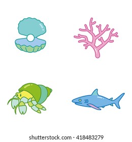 Marine life vector icons