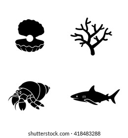 Marine life vector icons