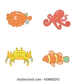 Marine life vector icons