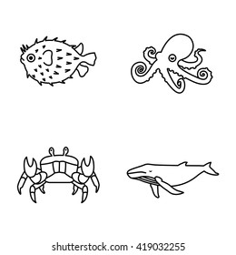 Marine life vector icons