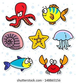 marine life vector set